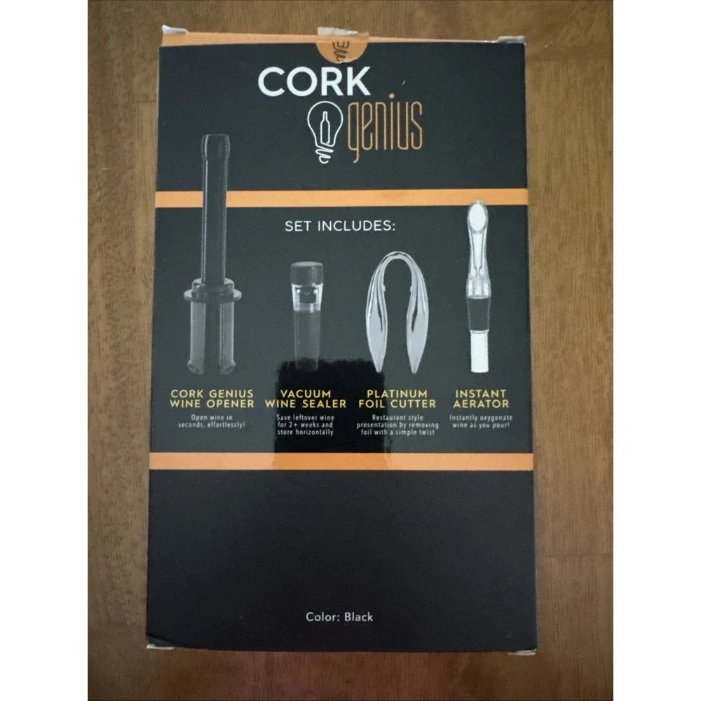 Cork Genius Wine Opener Set (4-piece) Cutter, Opener, Aerator, Sealer